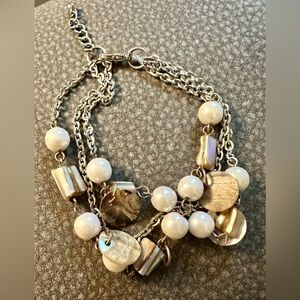 Premier Designs Pearl and Gold-Tone Multi-Strand Charm Bracelet
